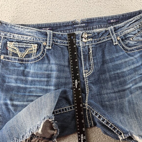 Vigoss Denim Shorts Womens 24 Blue Dallas Cut Off Frayed Hem Distressed Jean - Picture 9 of 16